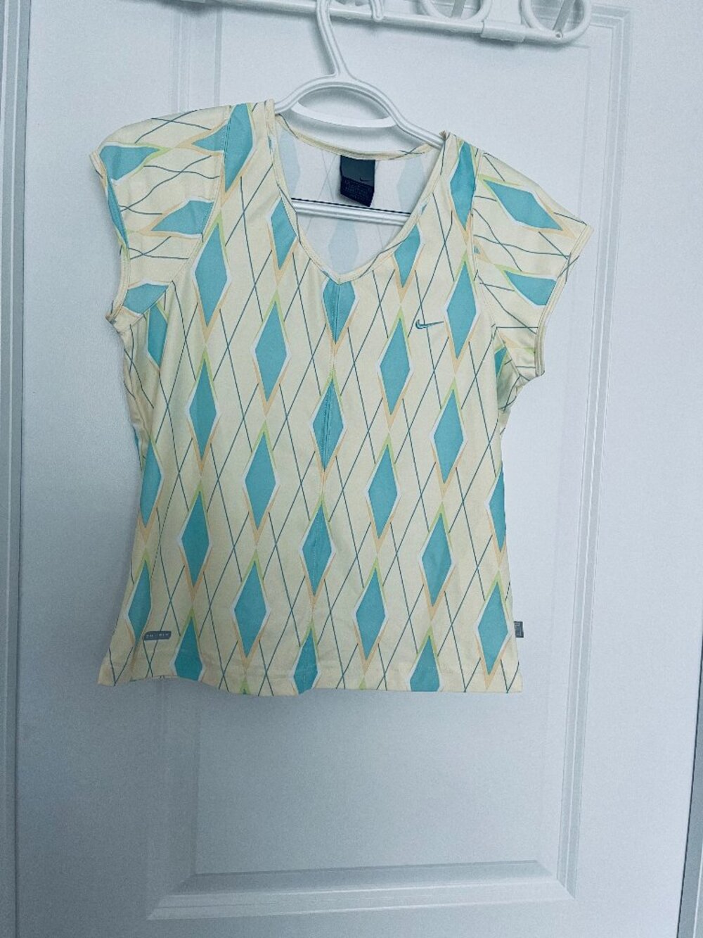 Nike Golf Women’s Argyle V-Neck Polo Shirt Teal/Yellow